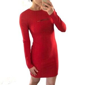 ❤️ Revolve Likely Neck Cut Out Long Sleeve Red Mini Dress - Size 2